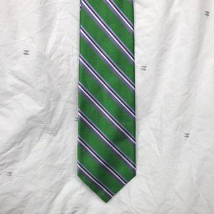 Green striped silk tie